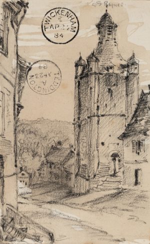 Französischer Ort mit Kirchturm
