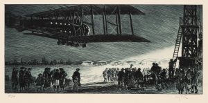 Flug in der Dämmerung