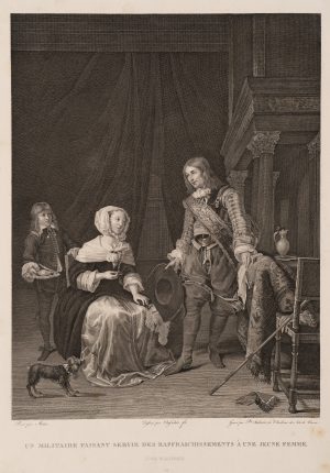 Interieur mit Soldat und Dame
