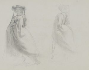 Stehende Frau mit Hut