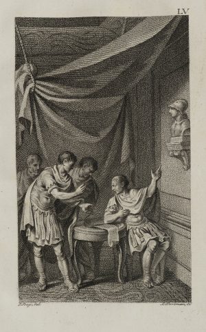 Caesar vor der Büste Alexanders