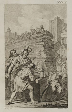 Römischer Feldherr vor belagerter Stadt